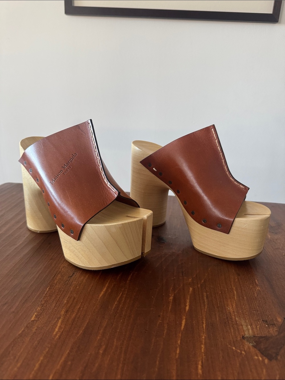 NWOT Maison Margiela 20SS Tabi platform wood sole sandal 39